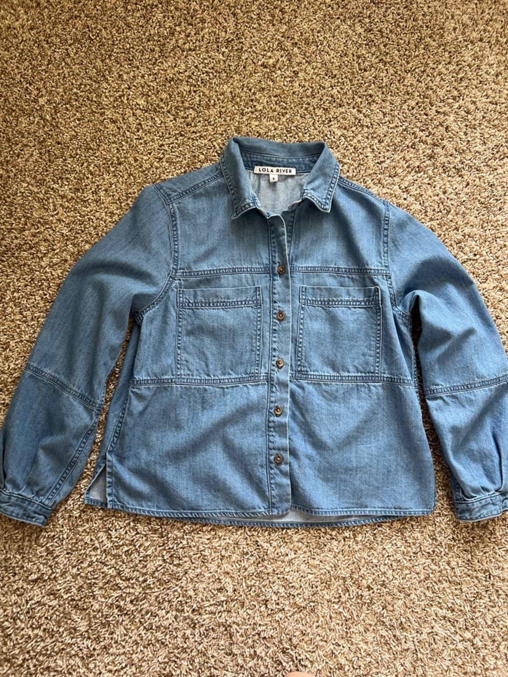 Lola River Light Wash Denim Shirt Jacket - Blue
